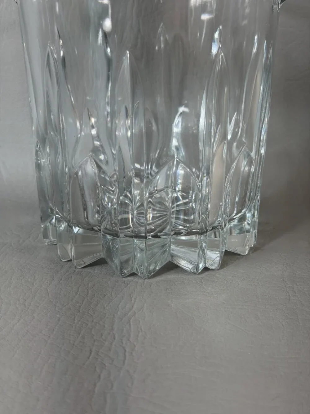 Vintage Italian Cut Crystal Glass Ice Bucket Handle Mid-Century Modern Barware